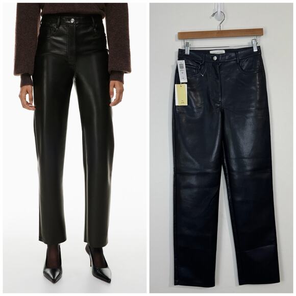 Wilfred Pants - NWT Aritizia Wilfred The Melina Faux Leather Straight Pants Size 4 Black